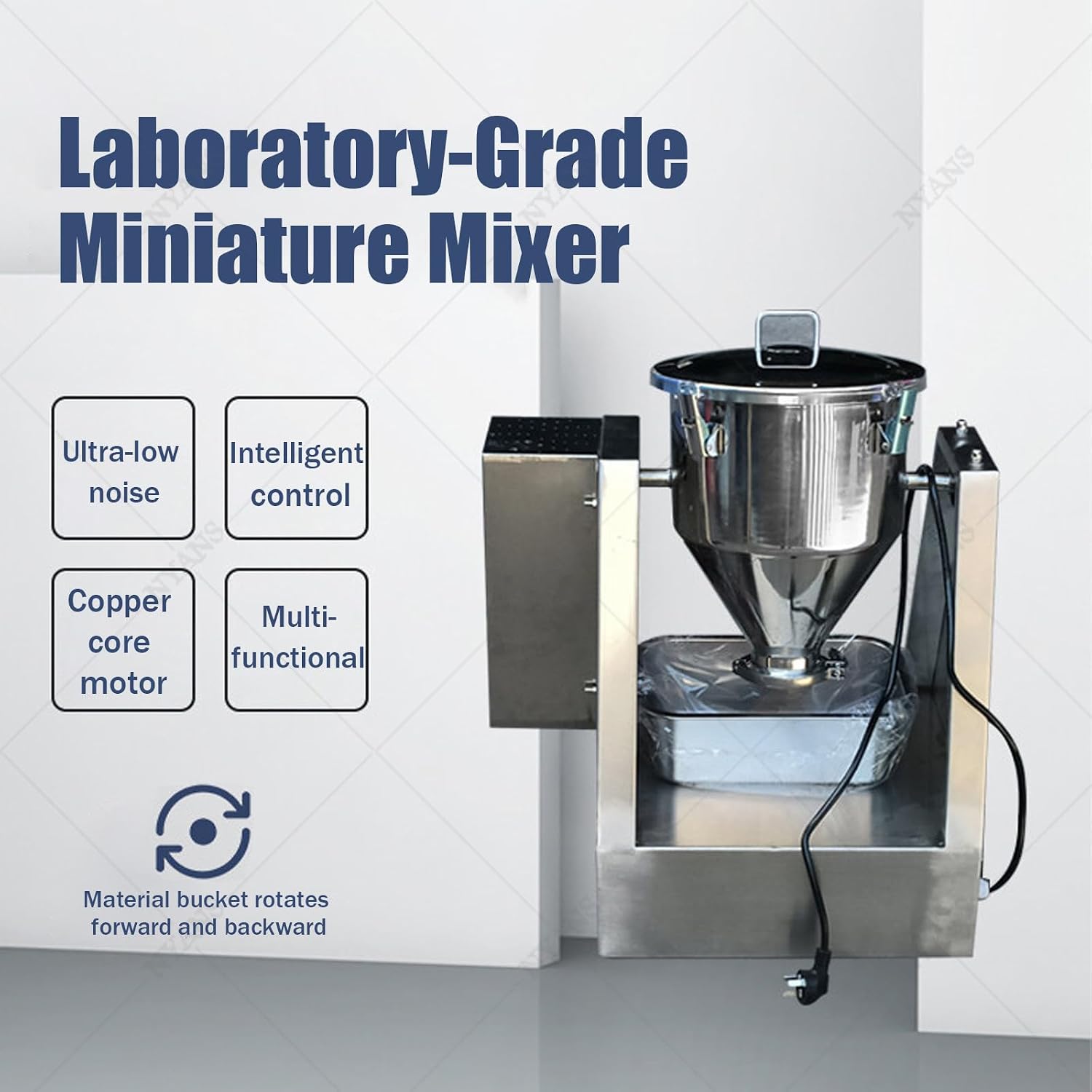 NYANS Lab Shear Cone Shape Dry Powder Mixer, for Food and ChemicalDry Powder Mixing Machine, 304 Stainless Steel Blender Blending Machine 40L