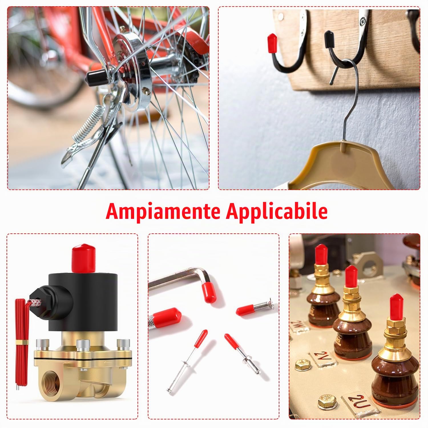 YIXISI Kit 40 Pezzi Tappi Terminali in Gomma 3/6/9/12 mm, Rotondi in Vinile Flessibile, Protezione per Bulloni, Cappucci per Viti, Tubi, Cavi, Fili - Nero e Rosso