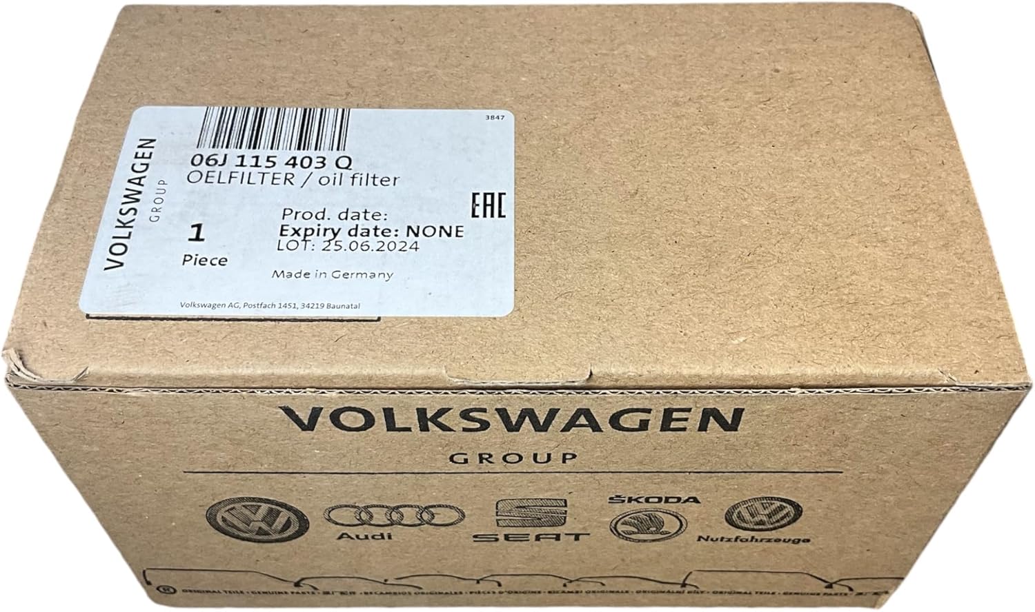 Volkswagen 06J 115 403 Q, Engine Oil Filter