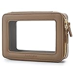 Aveniee Clear Makeup Bag Organizer, Travel Toiletry Bag Cosmetic Case for Women, Portable Make Up Skincare Pouch Car Organizer Bag with Zippers for Essentials,Taupe