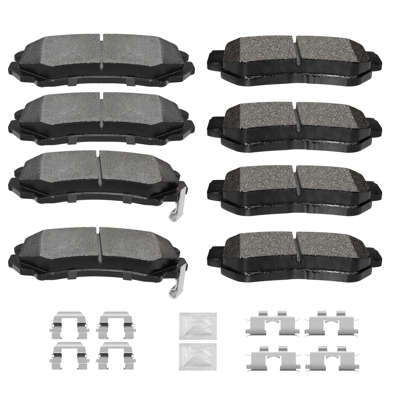 Ceramic Front Rear Disc Brake Pads Kit w/Hardware fit for 2005-2009 Hyundai Azera Elantra Sonata Tucson 2003-2010 Kia Magentis Optima Sport-age
