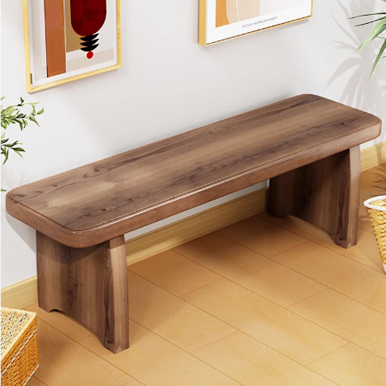 Ławka na patio na zewnątrz, ławka z litego drewna, na werandę, park, podwórko, dom i korytarz, trwała i stylowa (60 x 20 x 15 cm / 24 x 8 x 6 cali)