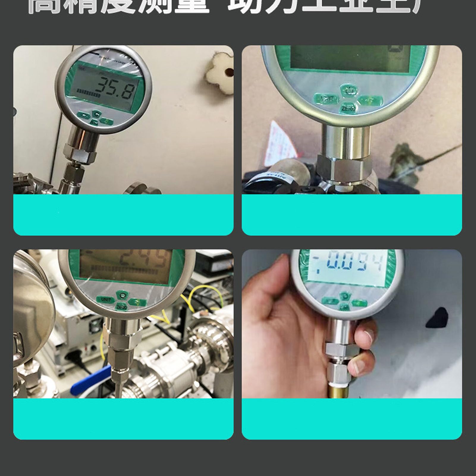 Manómetro Digital 0-1.6MPa Esfera de 4 Pulgadas M20x1.5, Manómetro con Pantalla LCD Retroiluminada para Aire Agua Aceite con Caja de Acero Inoxidable IP65, Sensor de Alta Precisión ±0,4% de