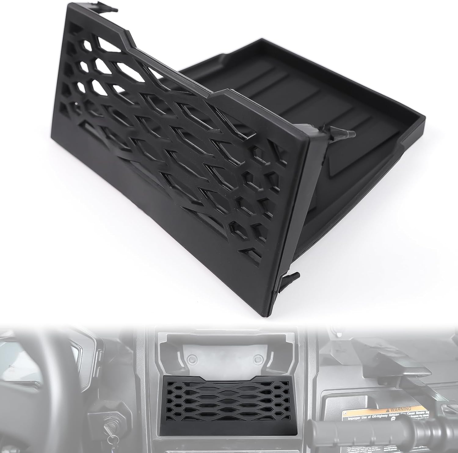 UTV Dashboard Dash Net with Anti-Slip Tray for Kawasaki Teryx, Under Dash Tray Anti-Slip Net for Kawasaki Teryx KRX 1000 2020-2025 Accessories, Dashboard Storage Replace #99994-1340