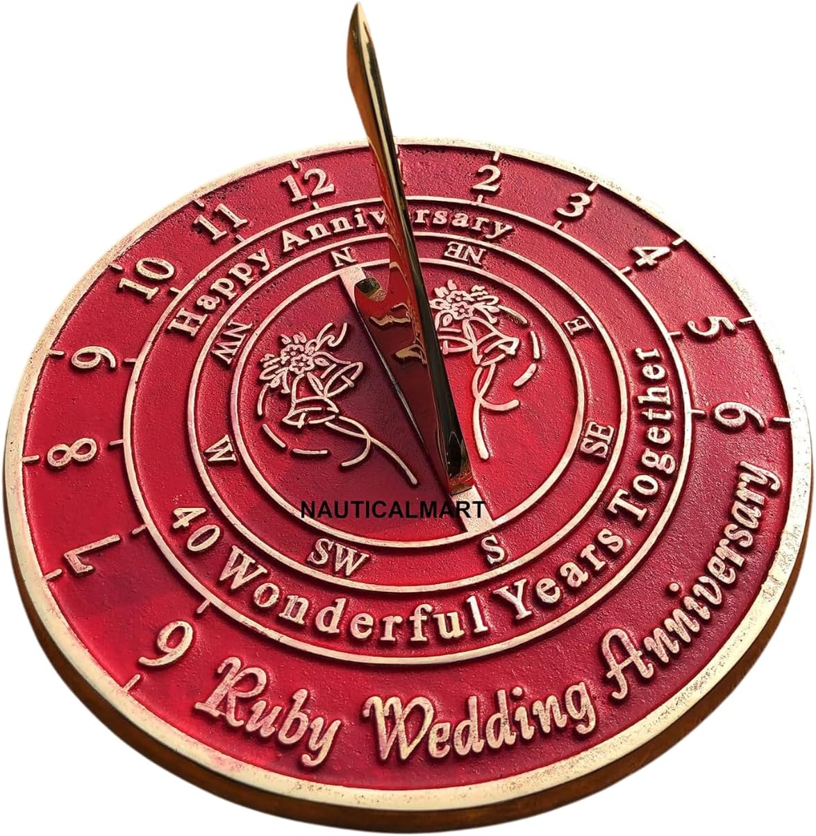 8" Anniversary Sundial Home Garden Décor Gift for Your Loves Ones (40th Anniversary Sundial)