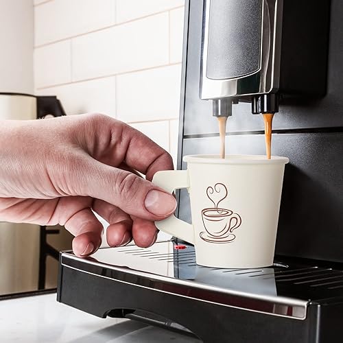 Miniatura 5 de Tessco for you 200 tazas de papel espresso desechables de 4 onzas a granel con asa, ideal para fiestas, bebidas frías y calientes, café, té, cacao,