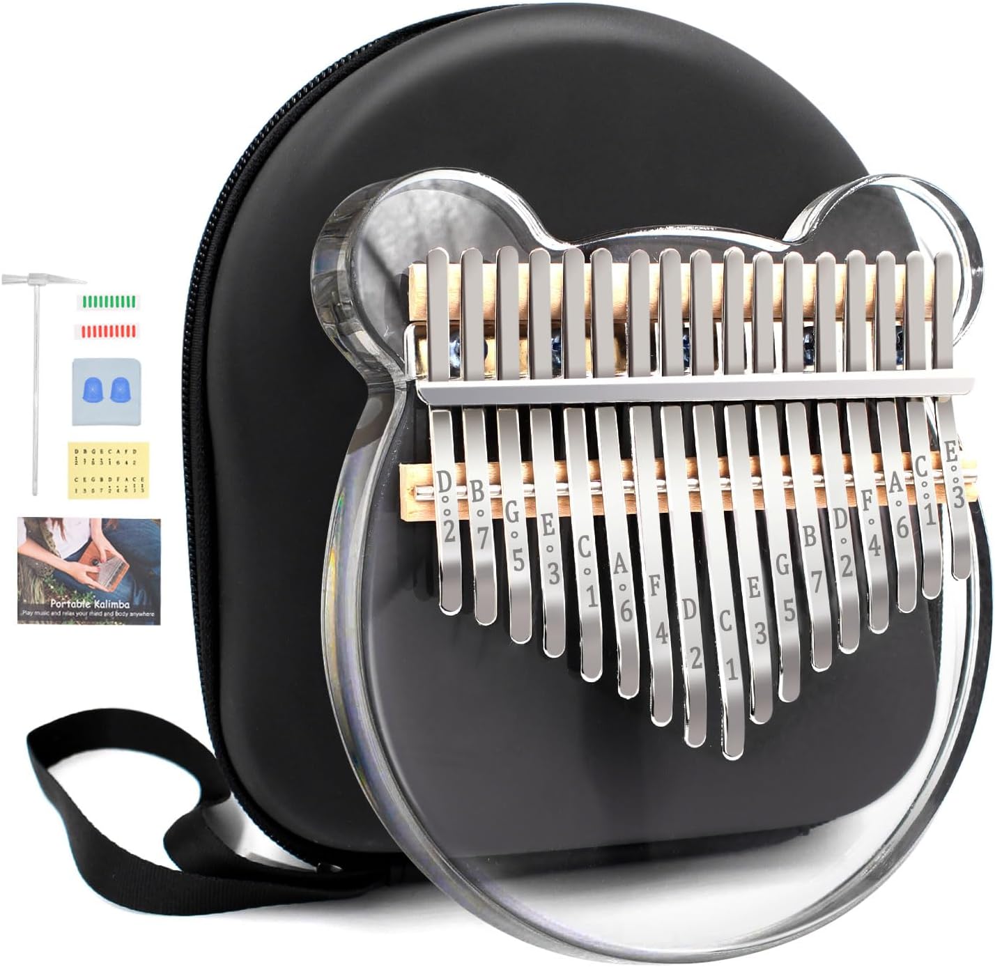 - Acrylic Kalimba Thumb Piano,YUNDIE Portable 17 Keys Mbira Crystal Finger Piano, Musical Instruments Birthday Gift for Adult Beginners Professional(Clear) (17 Keys)