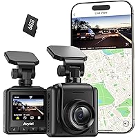 Avylet 2K Dash Cam Wi-Fi Con Scheda 64GB,Telecamera per Auto Mini con APP,Supporta Modulo GPS Esterno,Grandangolare di 170°,Visione Notturna,24H