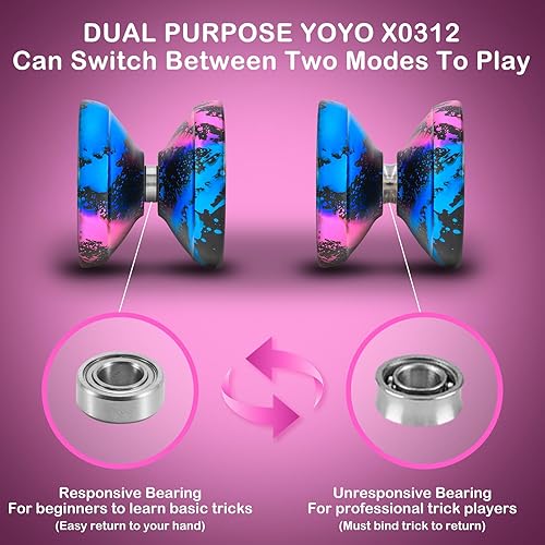 Miniatura 3 de YOYOSTUDIO X0312 - Yoyo de giro de dedo para niños de 8 a 12 años, Yo Yo Yo de metal para niños y adultos con kit de rodamientos Yoyos que no