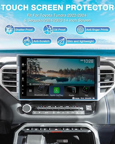 Miniatura 2 de Karltys 2 protectores de pantalla de vidrio templado para Toyota Tundra 2022-2024Sequoia 2023 2024, protector de pantalla táctil de 14 pulgadas para