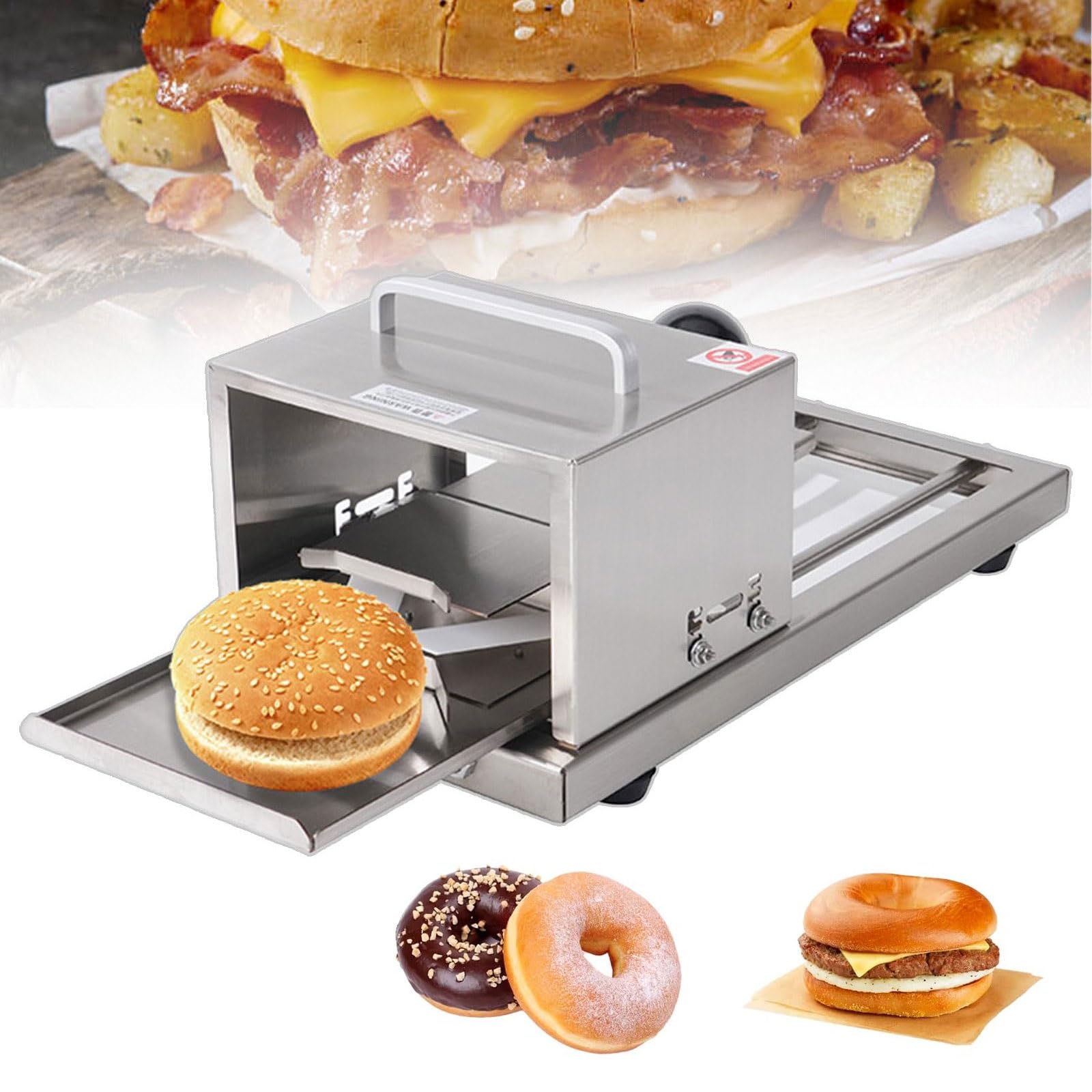 AYCDL Manual Bagel Slicer Cutter,Commercial Manual Bun Slicer,Push Pull Hamburger Bread Portioning Machine,for Home Bakers and Small Businesses