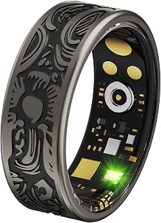 Smart Ring Heart Rate Monitor Sleep Ring Health Rings for Men Women Gothic Rings Punk Smart Rings for Android & iOS Step Counter Calorie Counter Ring