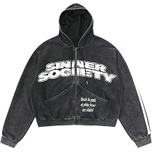 SweatyRocks Men's Letter Graphic Zip Up Hoodie Sweatshirt Y2k Streetwear Jacket Grunge Fall Clothes