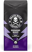 Death Wish Coffee Co., Organic and Fair Trade Espresso Roast Ground Coffee, 14 ounce (Pack of 1)