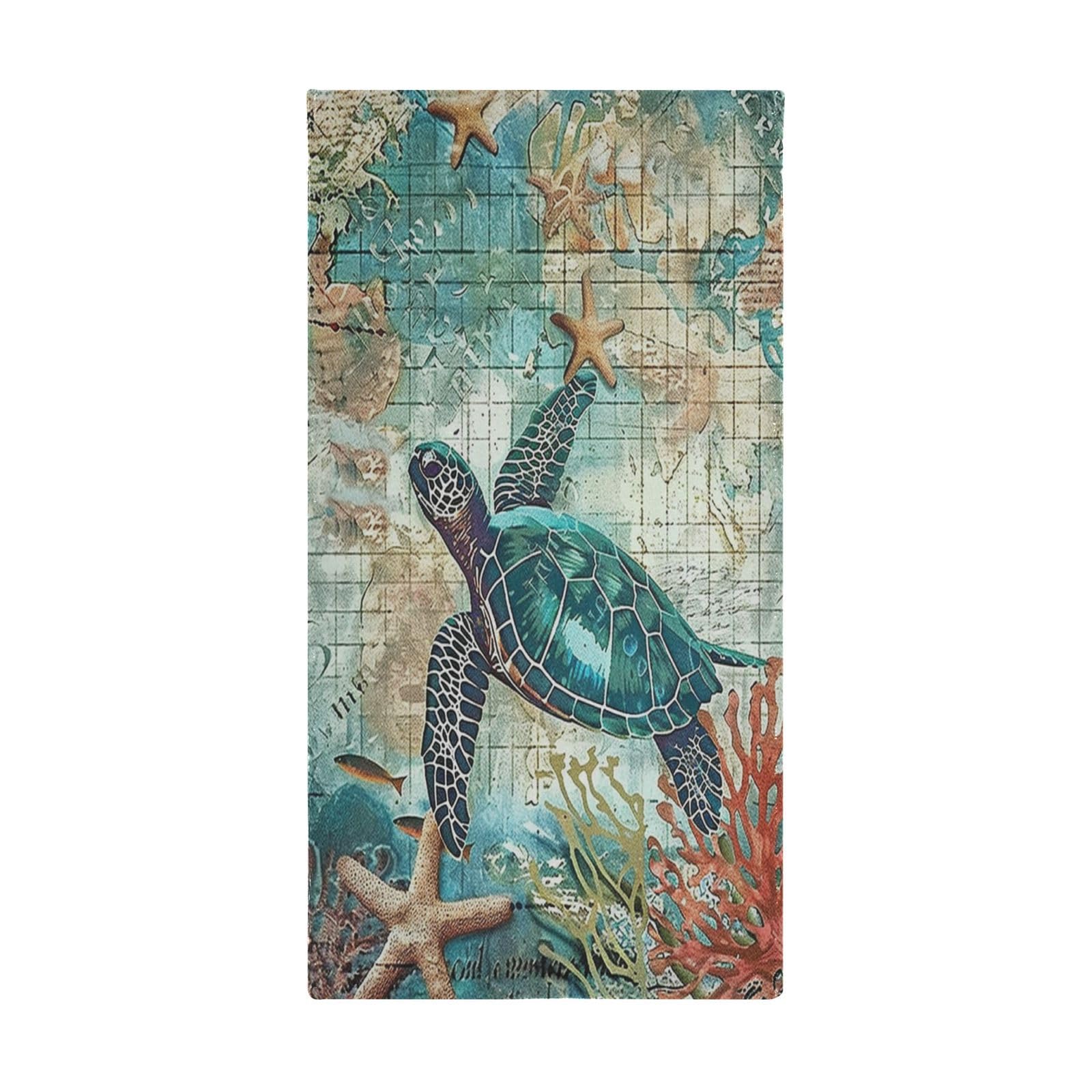 Nautische Küchentücher Mit Seesternen – 40 X 60 Cm, Polyester, Saugstark, Für Küche & Bad, Waschbar, Mehrfarbig