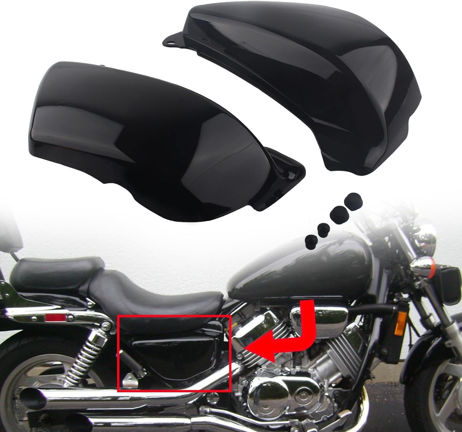 Motorcycle Battery Side Fairing CoversFor Honda Magna VF750 VF750C 1994-2004 Black