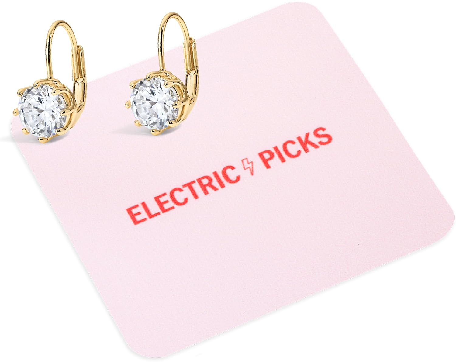 Electric Picks The Bentley Earrings,14kt Gold Plated Studs with 7mm Sparkling Crystal, Lightweight Everyday & Gift Jewelry for Women, Timeless Minimalist Gold Earrings