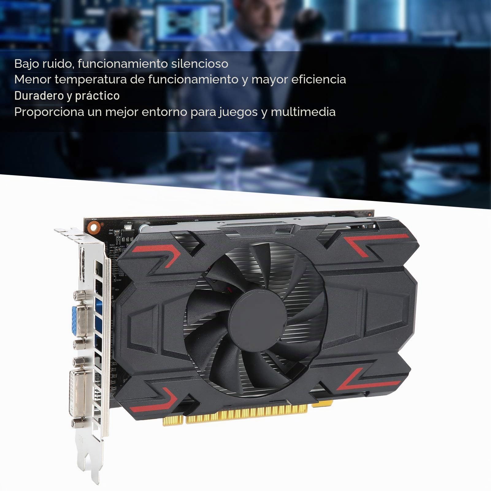 ATI HD6770 Tarjeta Gráfica para Juegos, 4GB DDR5 128bit Tarjeta Gráfica para Computadora con Ventiladores Individuales, PCI Express 2.0 Tarjeta Gráfica de Video 3D API DirectX 12