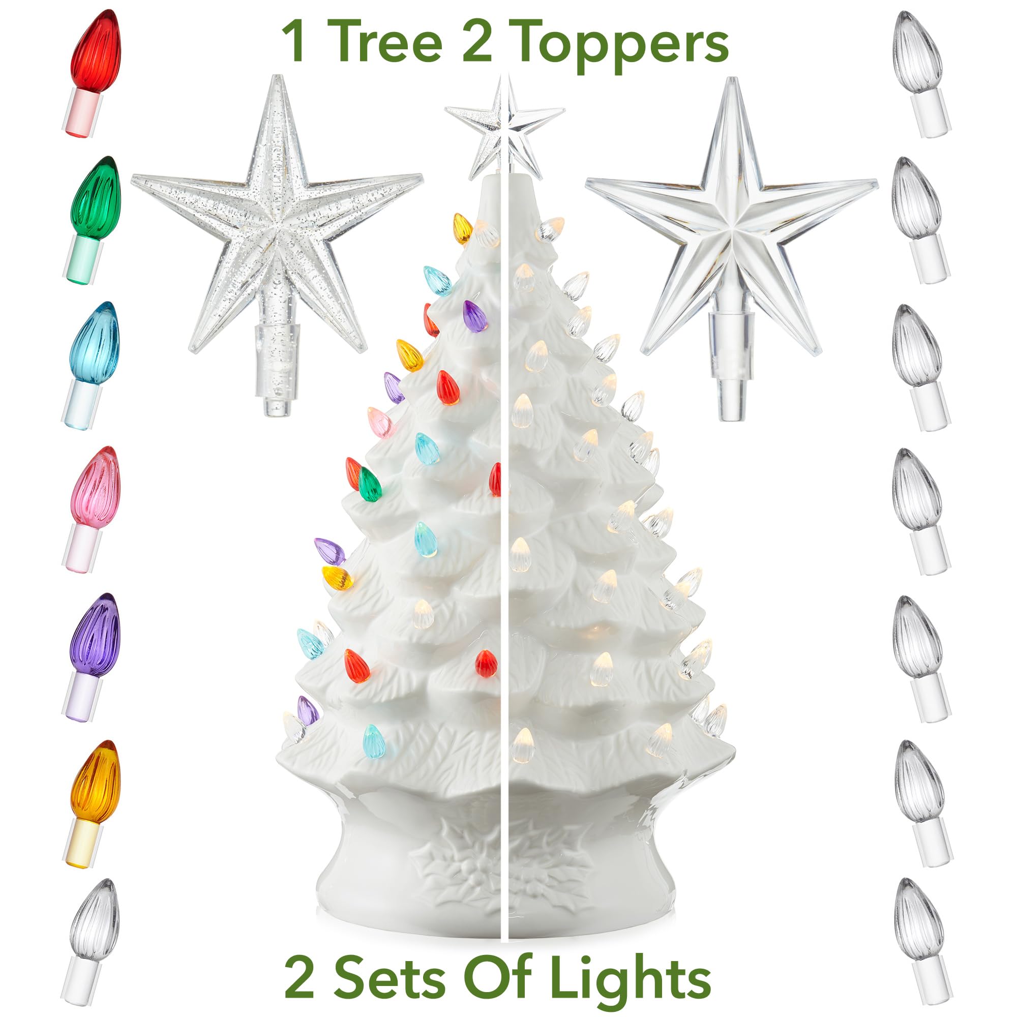 Amazon.com: Casafield Hand Painted Ceramic Christmas Tree, White