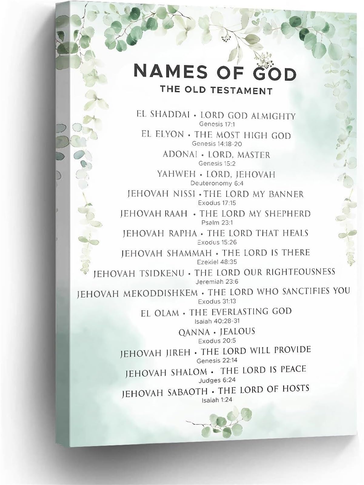 LLBOGRGGN Religious Decor Poster Names of God Christian Scripture Wall-Art Inspirational for Living Room Bedroom Office
