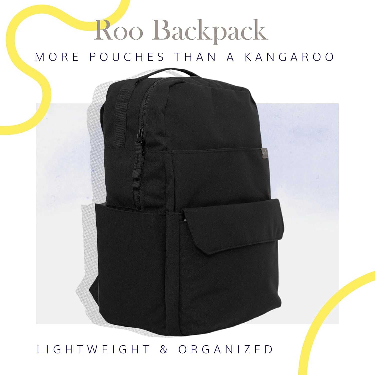 RED ROVR Roo Lightweight 1 LB Diaper Bag Backpack | 11 organizational pockets| Durable & Water-Resistant (Black)