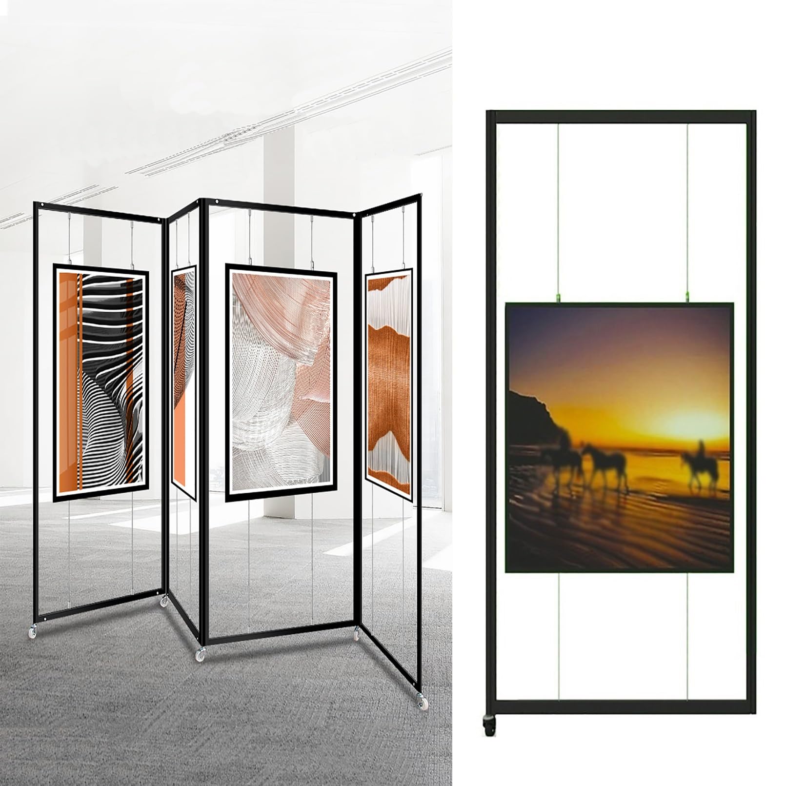 Caballete de Arte portátil Ajustable y Expositor - Soporte metálico Plegable y móvil para Obras de Arte, lienzos, Carteles y pancartas (60 x 150 cm/23,6 x 59 Pulgadas) - Ideal para Eventos,