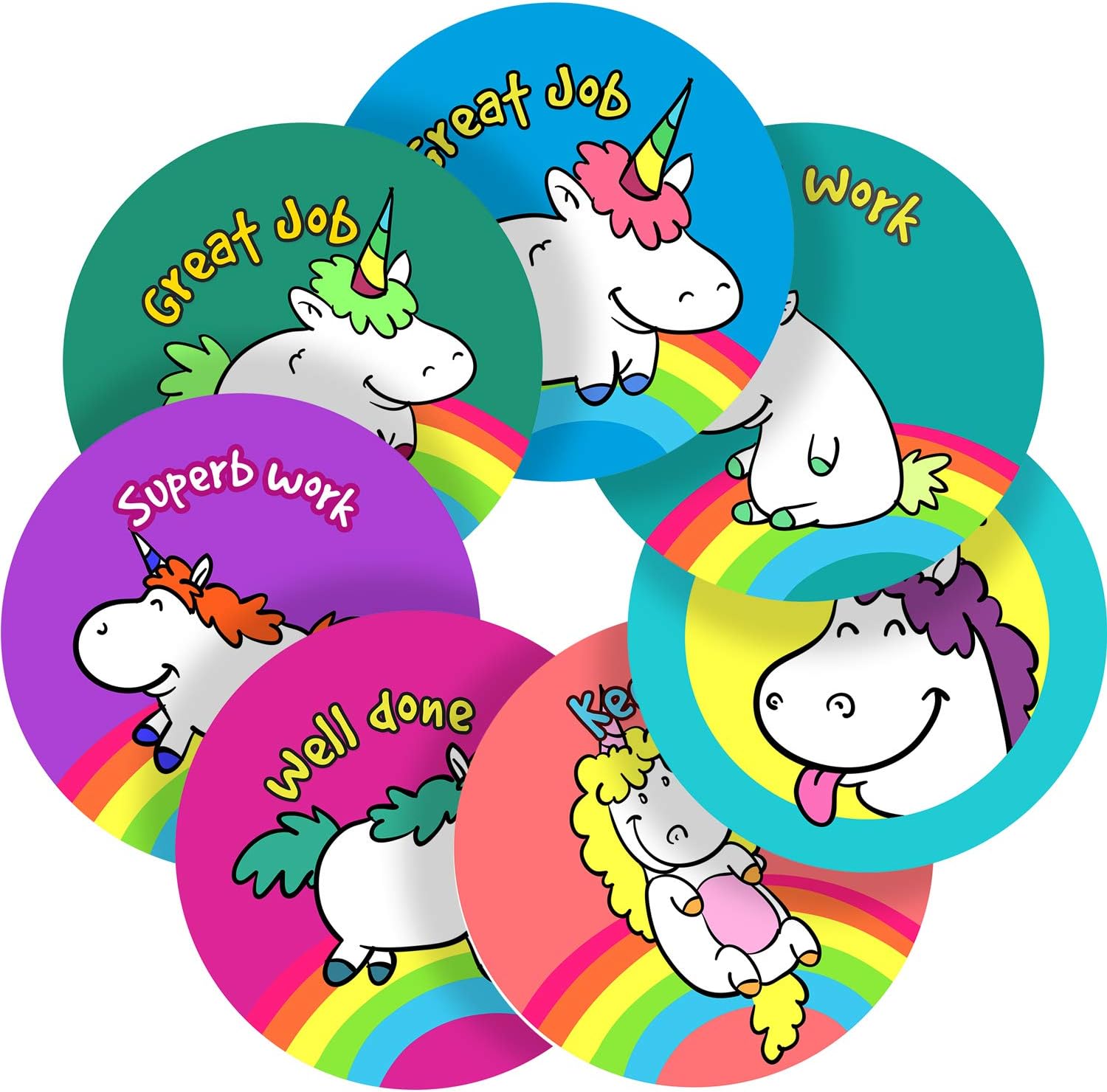 Adorable Unicorns Reward Sticker Labels Children Parent Teacher Kid Party School Classroom (3.5 cm x 35 Stickers / 1, A4 Sheet)