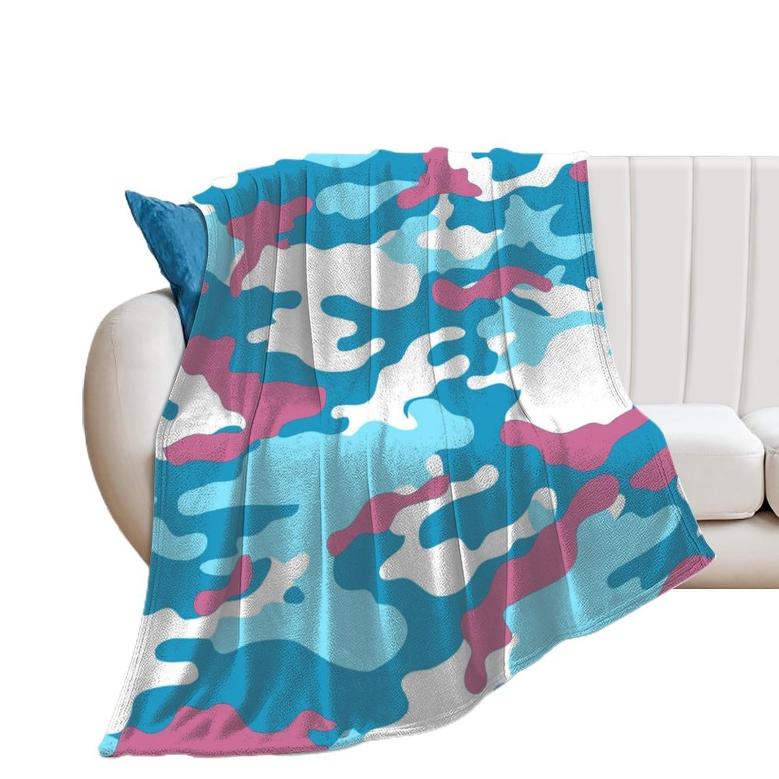 NCLQVJXZKHW Pink And Blue Camouflage Flannel Blanket Soft Throw Blankets Bed Couch Sofa Travel