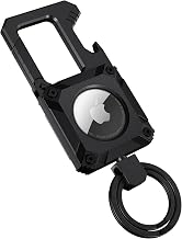 Air-Tag Keychain, Heavy Duty Key Chains Carabiner with AirTag Holder | Bottle Opener, Secure Lock, Waterproof, Shockproof, Metal AirTag Car Keychains for Men & Women, Air Tag Not Included, Black