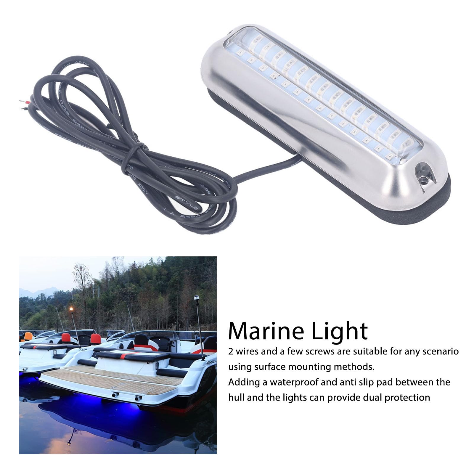 42 LED Underwater Boat Lights IP68 Waterproof, 125° Wide Angle Marine Lamp for DC10?30V (Red)
