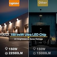 Vista 5 de Lightdot Paquete de 8 luces LED de pared de 150 W, 100-277 V, fotocélula del atardecer al amanecer, 22500 lm (150 Lm/W) 5000 K IP65 para montaje