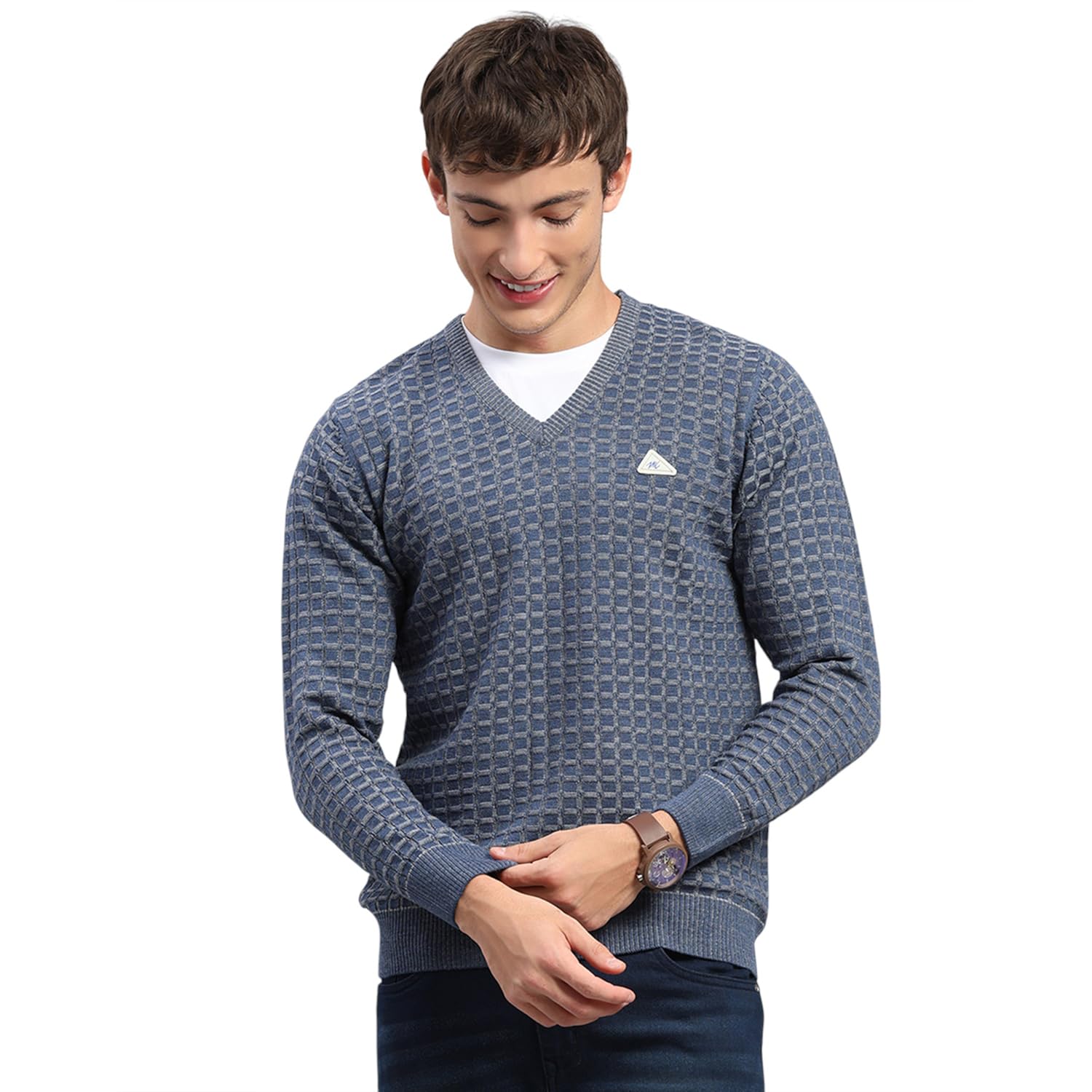 monte carlo Men's Regular Fit Self Designed V Neck Pull On Closure Full Sleeve Winter Pullover | Warm Woolen Sweater for Men |Comfortable Knitted Winter Wear for Men (Pack of 1)-picture-31