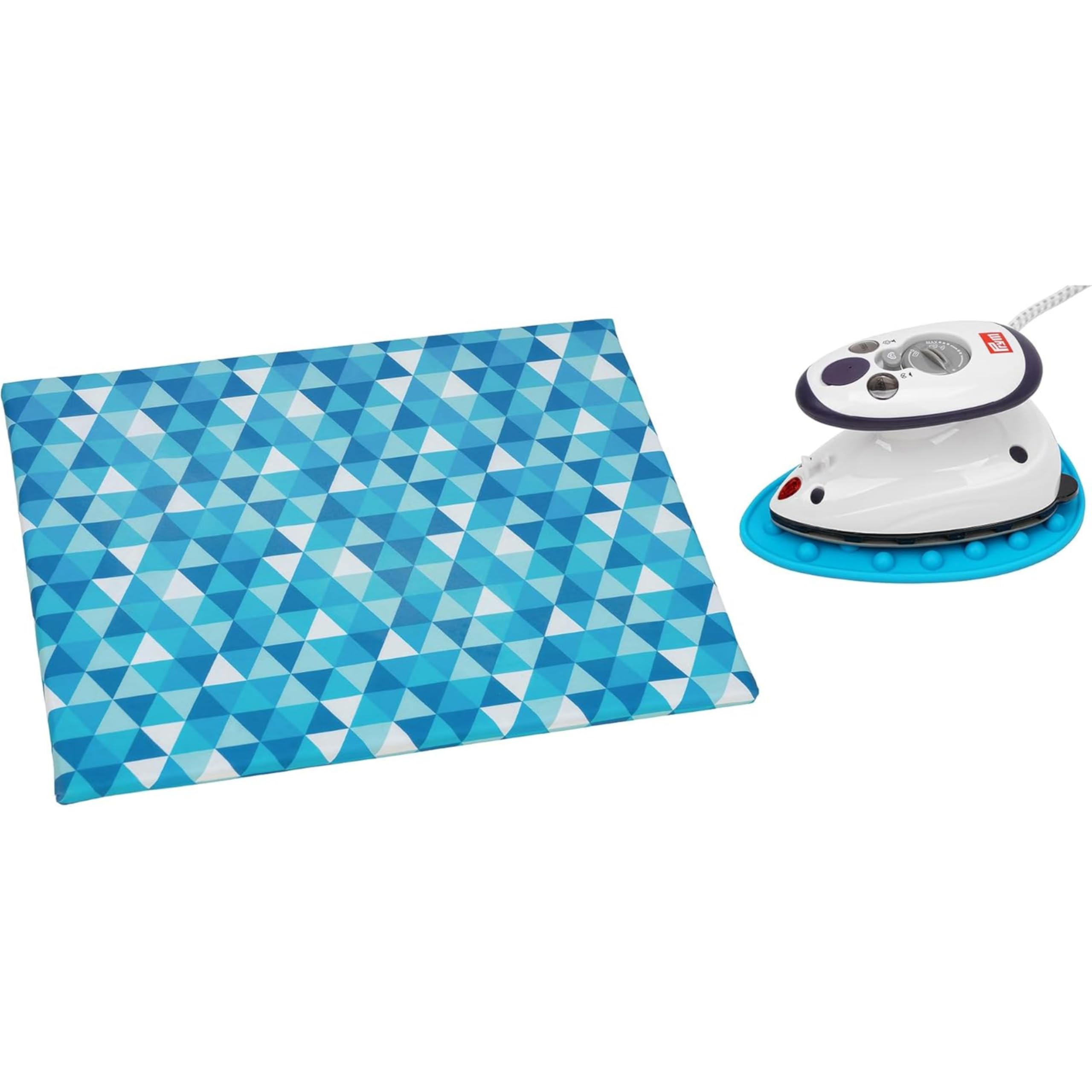 SEMPLIX Bügel Set – Bügelunterlage mit rutschhemmender Rückseite 30 x 40 cm/Mini Bügeleisenablage 10,5 x 15,5 cm/Minibügeleisen von Prym (Petrol/türkis)