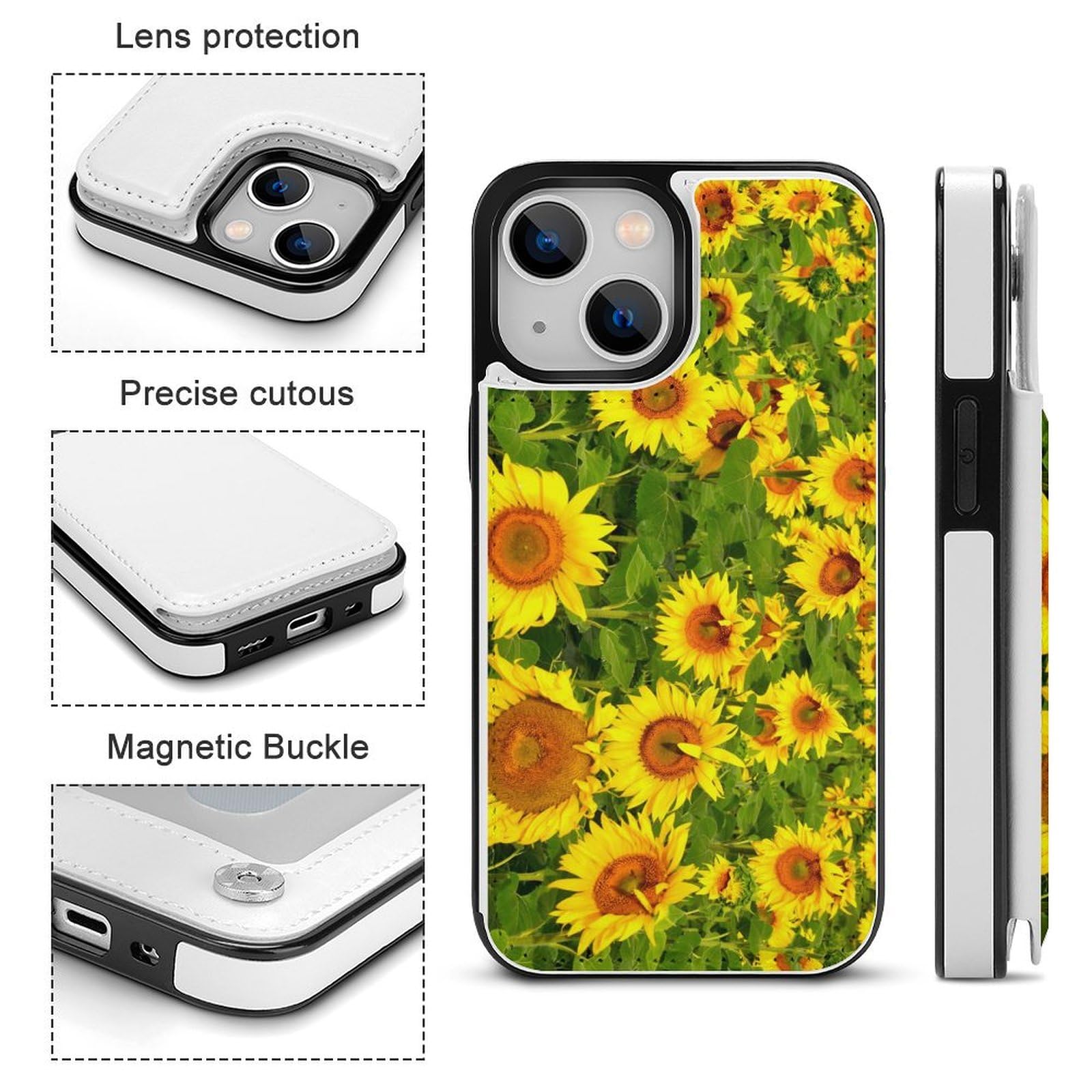 Amazon.co.jp: iPhone15 ケース ひまわり 風景 手帳型 PUレザー 