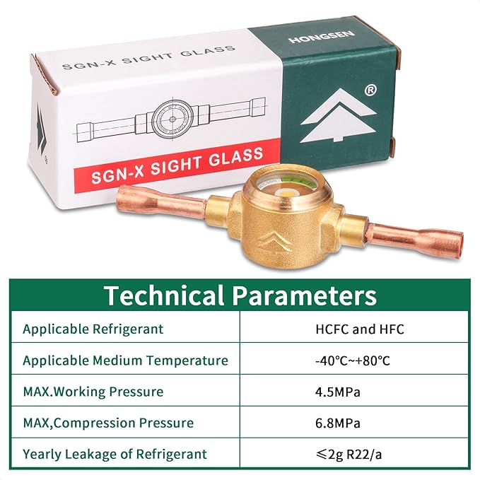Indicador de Humedad y Visor de Líquido Hongsen, Conexión 3/8'' ODF para HVAC miniatura 3