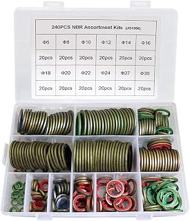 KOOTANS 240pcs Bonded Seals Kit - 12 Sizes NBR Metal O-Ring Washers for Hydraulic, Automotive, Oil Pipes Leak-Proof Gaskets