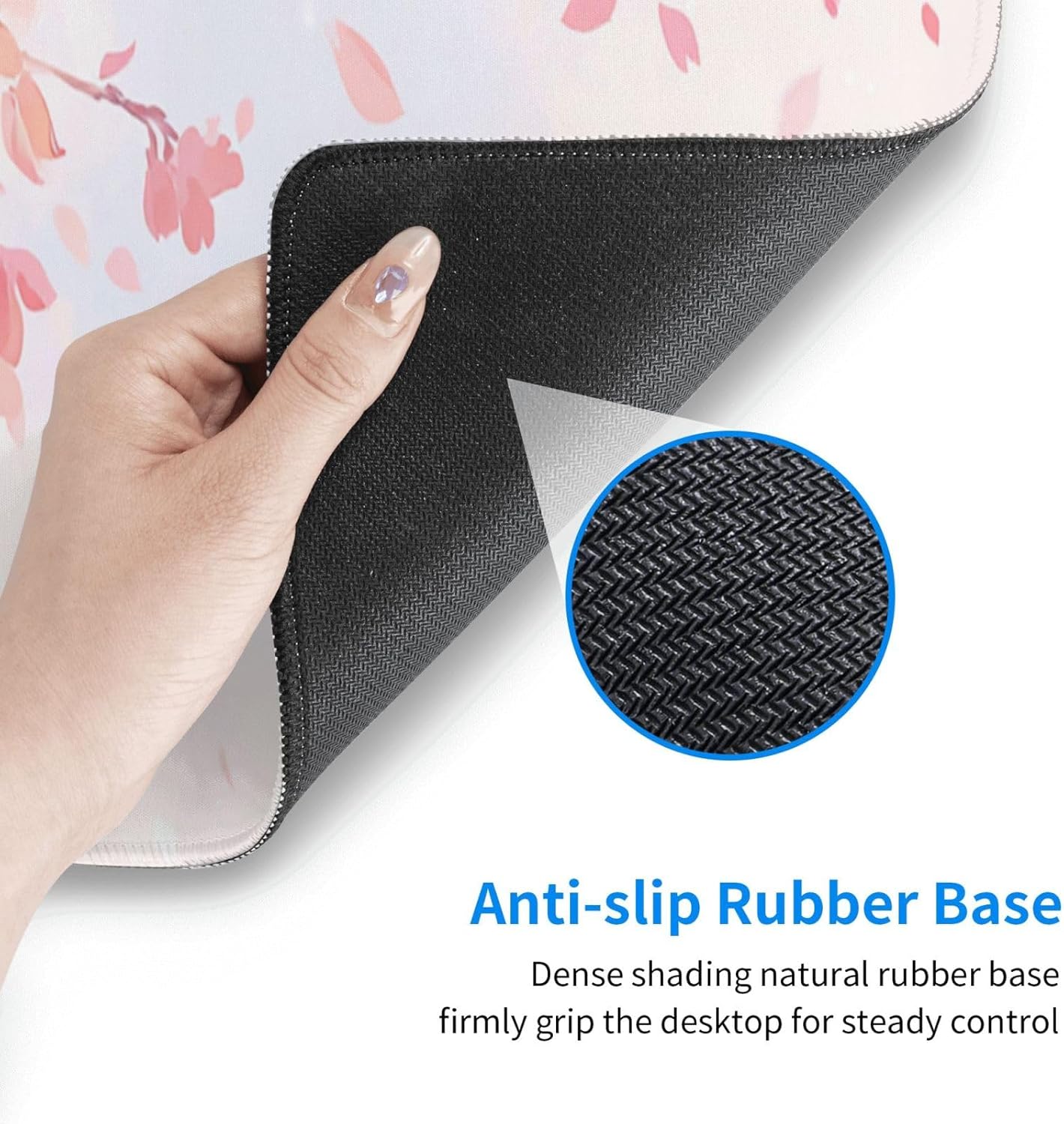 Gaming Mouse Pad Cherry Blossom Flower Japanese Art Non-Slip Rubber Base Extended Mousepad with Stitched Edges Keyboard Computer Laptop Mat for Gamer Desktop Office Home 31.5 x 11.8 in