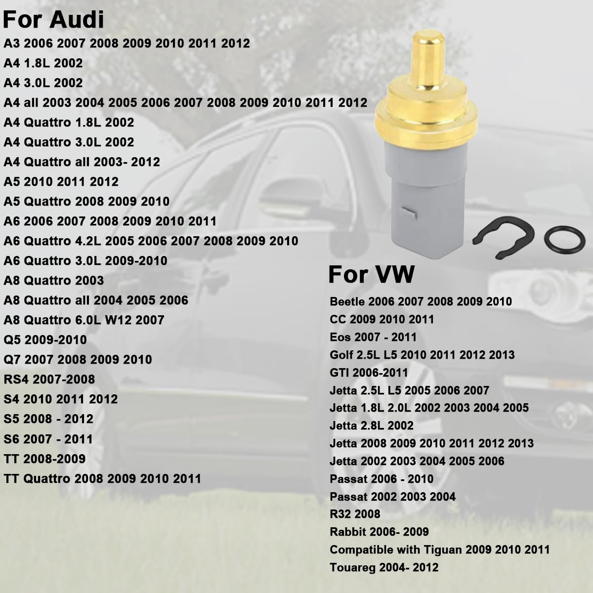 ZAMDOE 06A919501A 2-pinowy czujnik temperatury płynu chłodzącego wodę dla Skoda do siedzenia dla Audi A3 A4 A5 A6 A8 Q3 Q5 Q7 TT do VW do Golfa do Passata A919501 158-0784