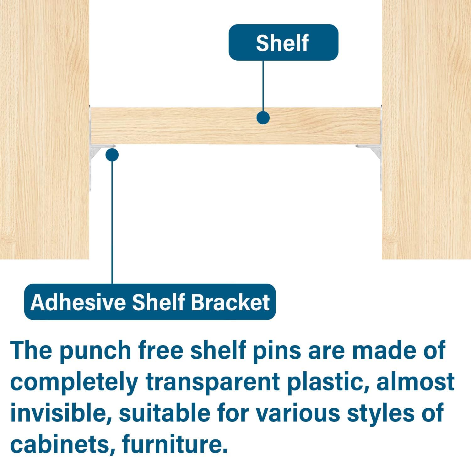 20 Pieces Plastic Shelf Support Peg,Self Adhesive Bracket,Partition Pin for Furniture Kitchen Cabinet Book Shelves Closet Brackets Clapboard Layer
