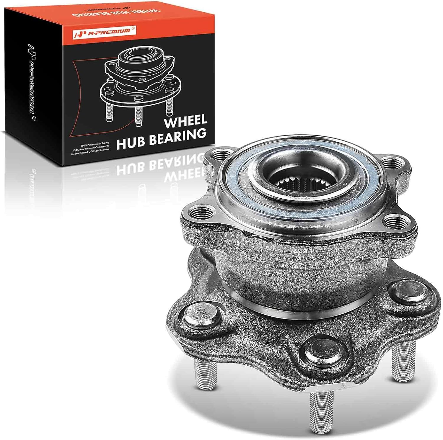 A-Premium Rear Wheel Bearing and Hub Assembly with 5-Lug Compatible with Infiniti & Nissan - 2007-2022 - EX35, EX37, FX35, FX37, FX50, G25, G35, G37, M35h, M37, Q60, Q70, QX50, QX70