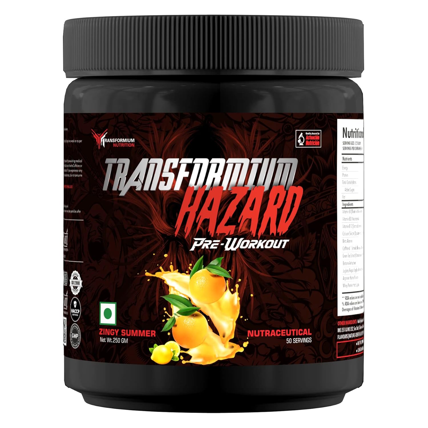 Transformium Nutrition Hazard PreWorkout Powder for Energy, Endurance