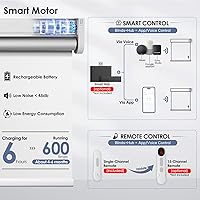 Vista 3 de Persianas enrollables motorizadas con control remoto y panel solar, persianas inteligentes 100% opacas, automáticas, inalámbricas, persianas
