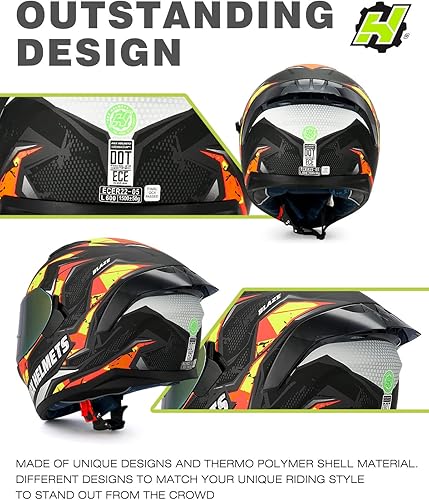 Miniatura 3 de HAX Casco de motocicleta de cara completa de obsidiana con doble visera para adultos, para motocicleta de calle, con pinlock listo para pinlock,