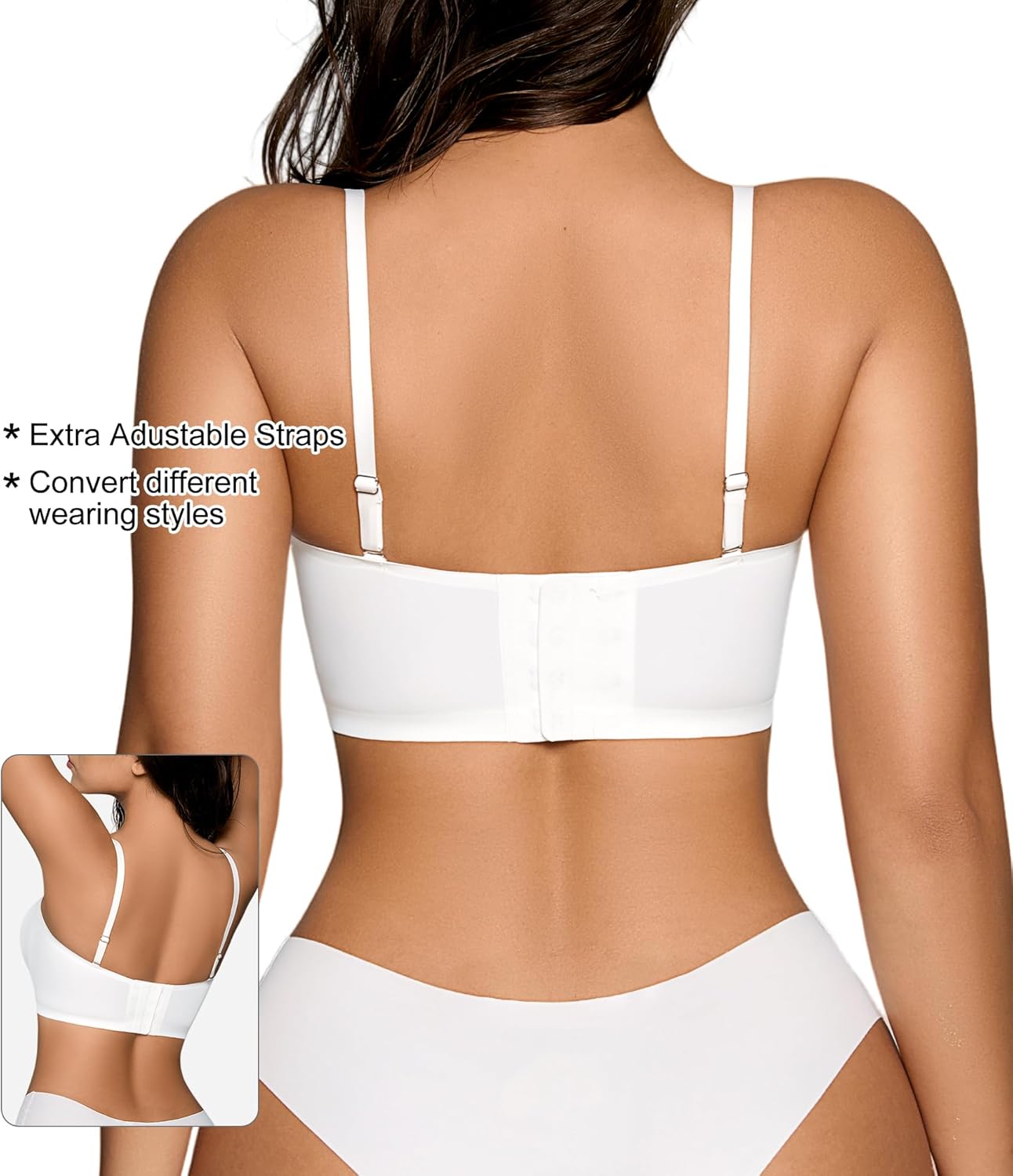 Seamless Wireless Strapless Bras for Women - V-Neck Full Coverage Strapless Bralette No Underwire Convertible Tube Top Bra - Image 4