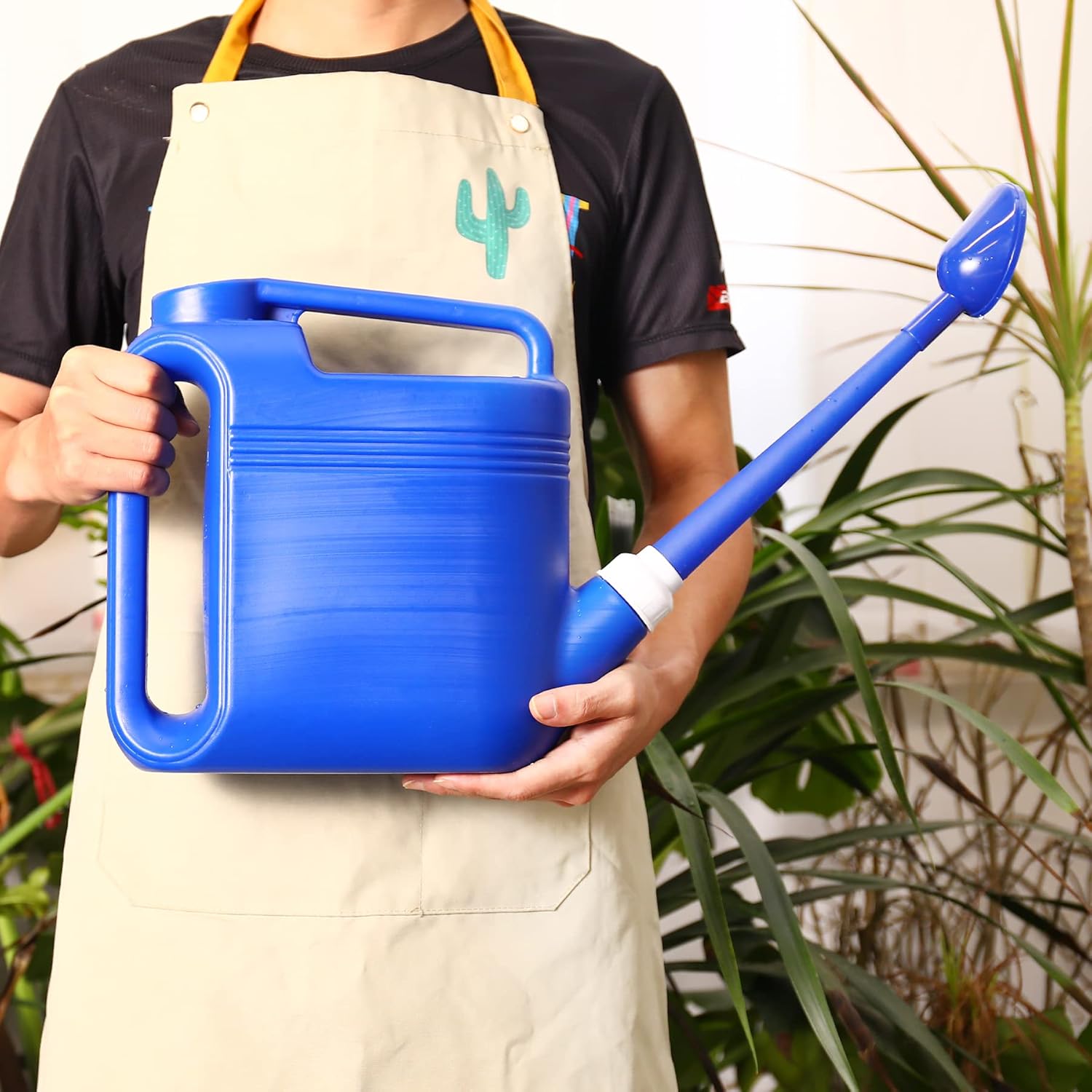 1.5 Gallon Watering Can for Outdoor & Indoor Plants, Large Garden Watering Pot with Lightweight and 5.5L Capacity, Plastic Watering Can with Long Spout and Metal Removable Sprinkler Head, Blue - Image 2