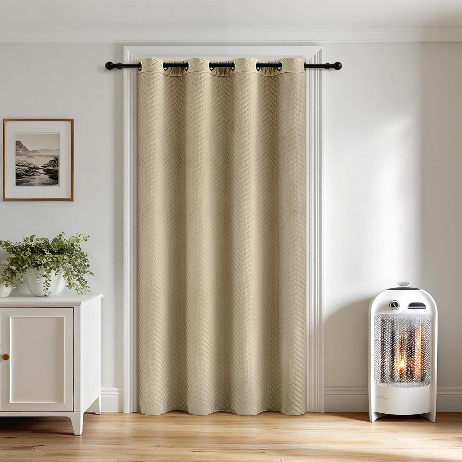 MIULEE Tende Oscuranti Termiche in Velluto Doppia Faccia 280GSM - Tenda Isolante a Occhielli per Interni, Freddo e Caldo, 1 Pezzo, L 132 x A 200 cm, Beige