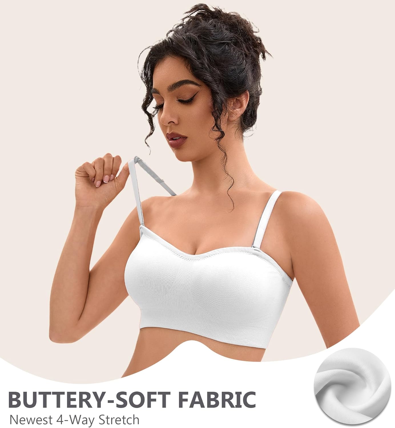 Strapless Bras for Women-Push-Up Non-Slip Bandeau Bra,Seamless Wirefree Padded Tube Top Convertible Straps - Image 2