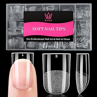 Extra Short Flat Head False Nail Tips, 15 Sizes 510 PCS Clear French Press On Fake Nail Pre-shaped Half Matte Full Cover Gel Nail Tips Extensions Long Lasting for DIY Beginners & Salon Manicure
