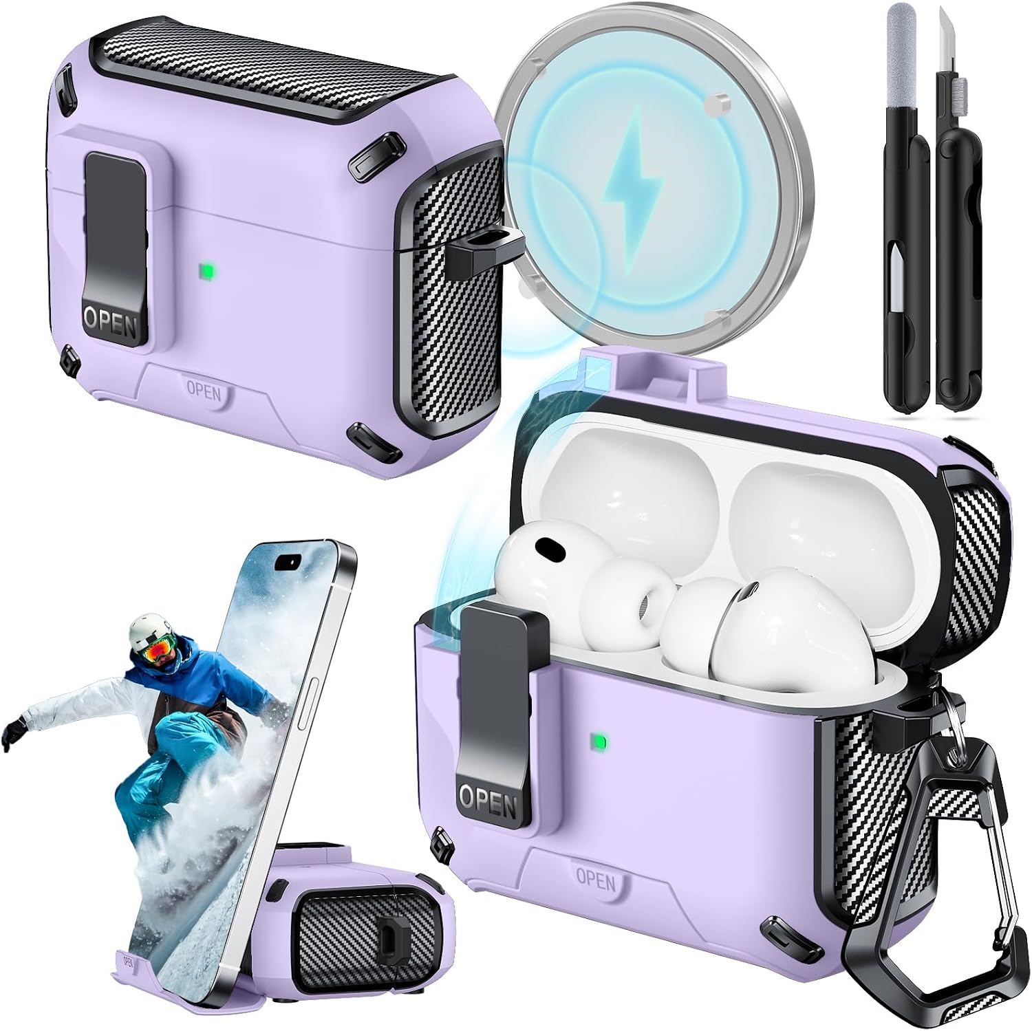 for AirPods Pro 3 Case Safety Lock (Purple)