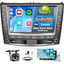 4+64G Android 15 Car Radio for Lexus IS250 IS300 IS350 2006-2012, 9 inch Capacitive HD Touch Screen Bluetooth Head Unit with Carplay Android Auto 5G WiFi GPS Bluetooth 5.0 1280 * 720